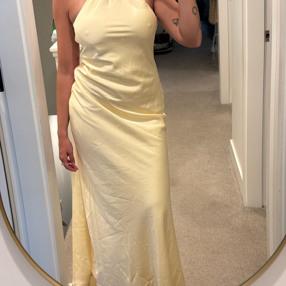 Elegant Yellow Halter Dress